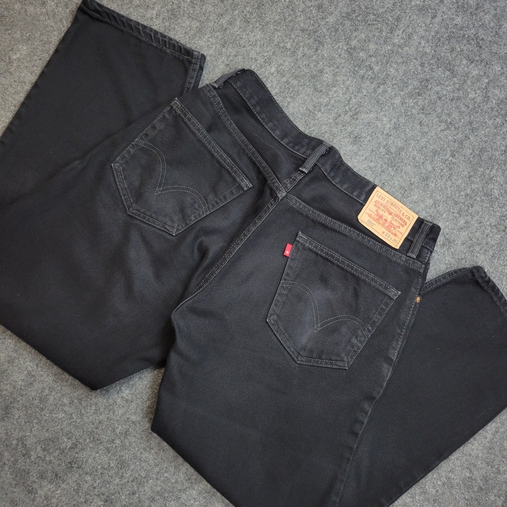 Levis 550 Jeans Mens 33x30 Black Denim Red Tab Relaxed Straight Leg Streetwear